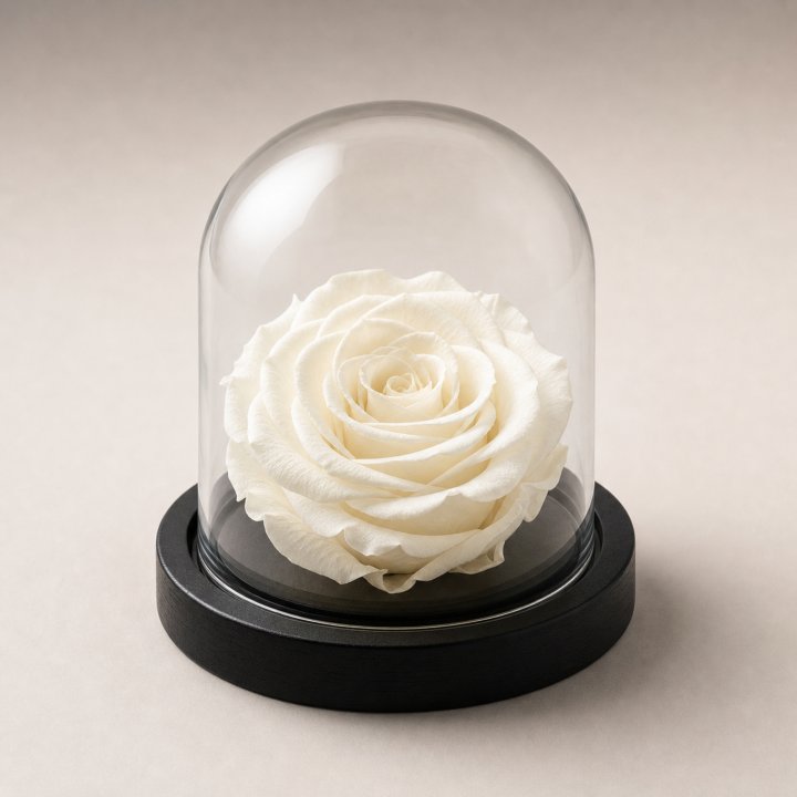 Forever White Rose in Glass Dome in Yerevan