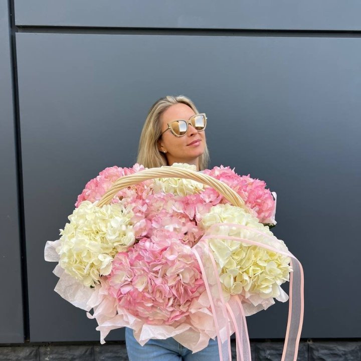 7 Hydrangeas in a Basket in London