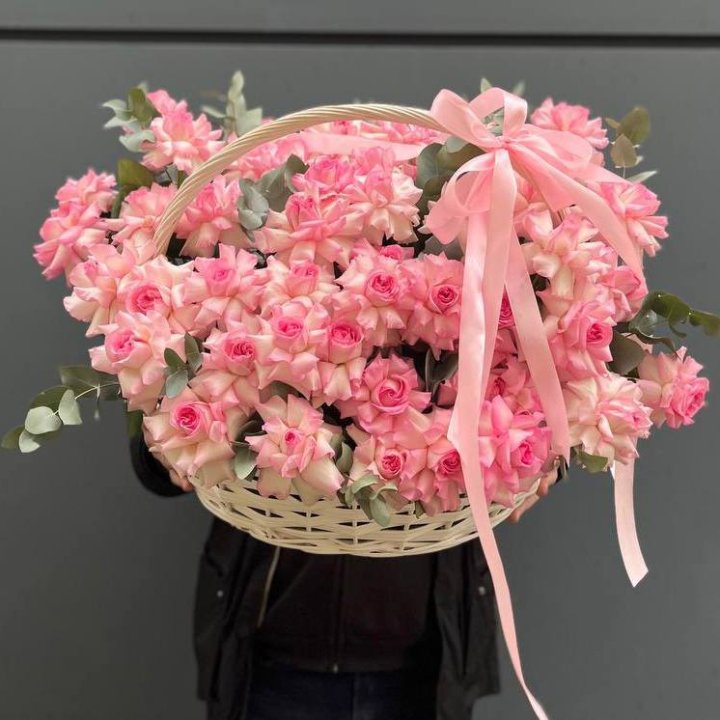 51 Pink Roses in a Basket in Dubai