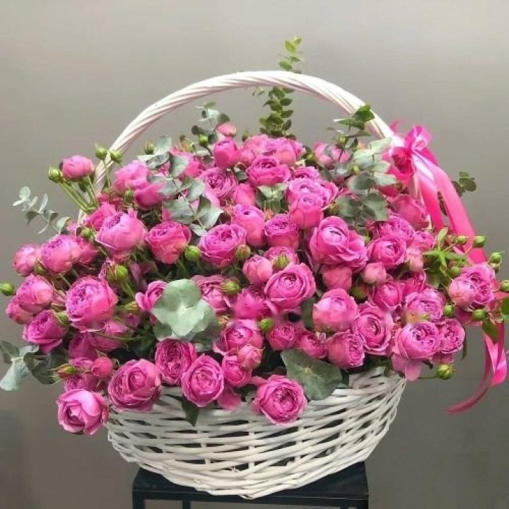 65 Peony Spray Roses in a Basket in Rotterdam