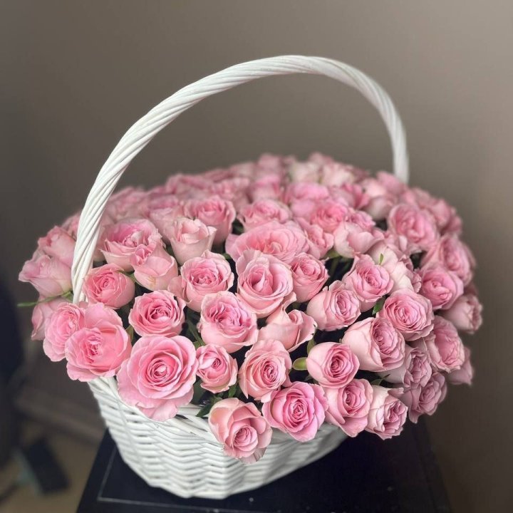 101 Pink Roses in a Basket in Dubai