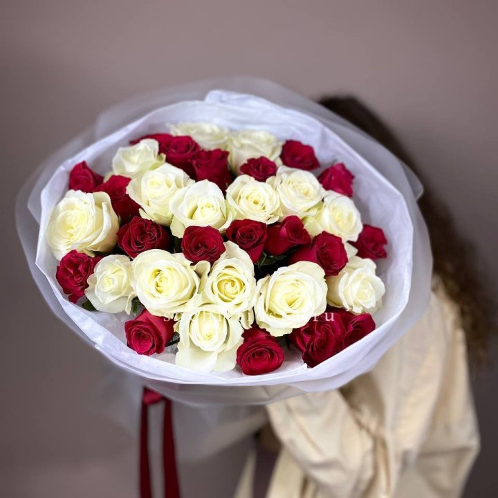 Bouquet of 35 Red and White Roses in Sharjah