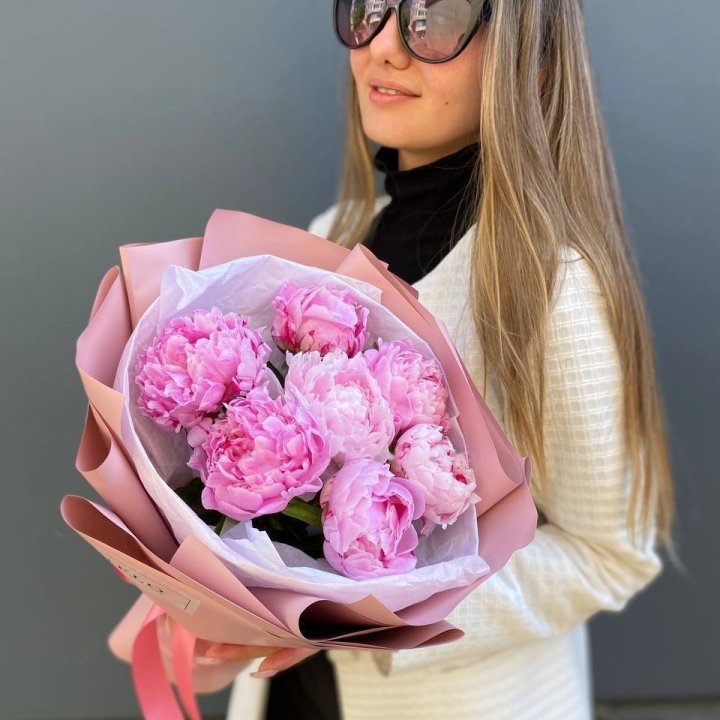 7 Peonies in Wrapping in Batumi