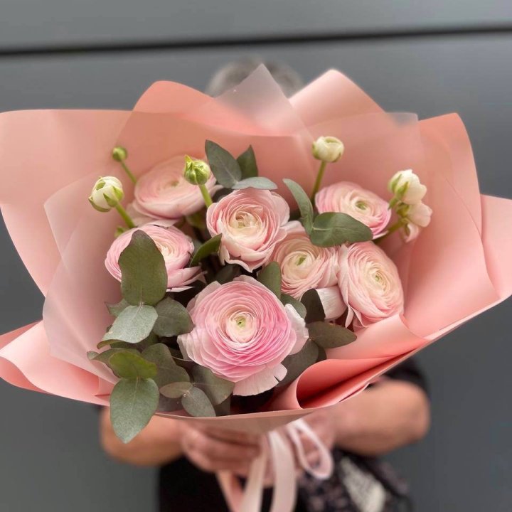 Ranunculus with Eucalyptus in Antwerp