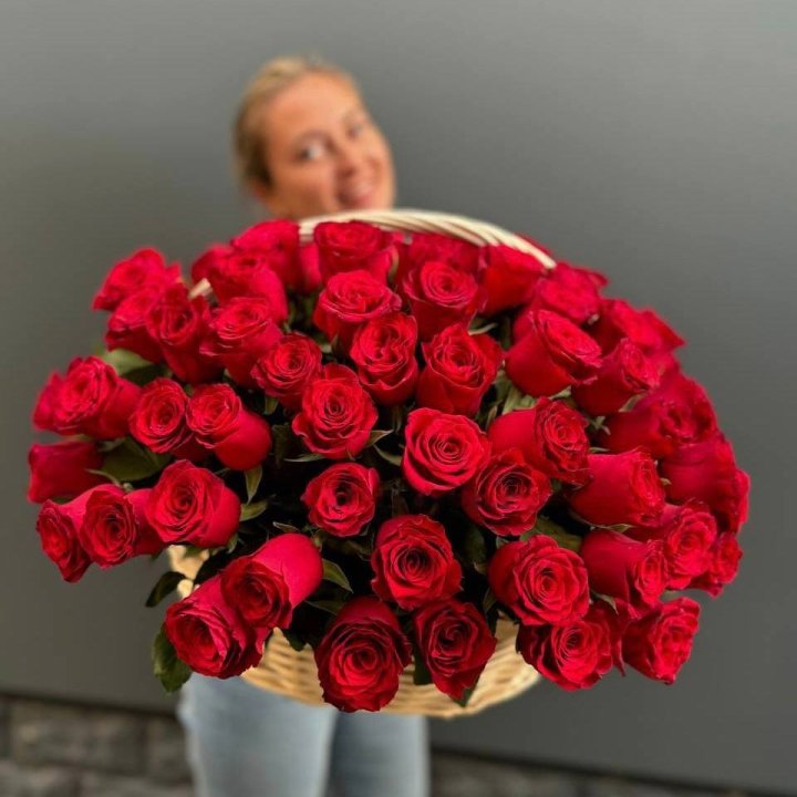 101 Red Roses in a Basket in Dubai